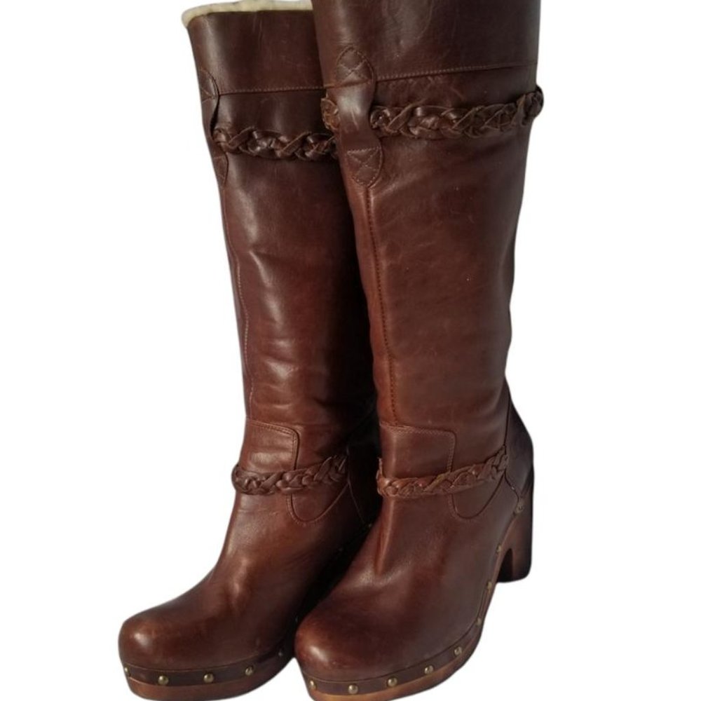 UGG Brown Leather Savanna Knee High Boots- Womens Size 8